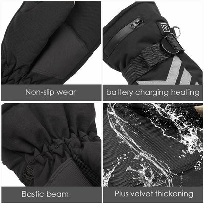 Electric Heating Gloves Rechargeable Battery Powered Winter Warm Outdoor Mittens