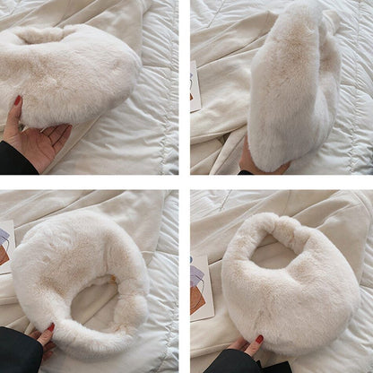 Fur Women's Bag Warm Plush Wrist Bags Women Handle Clutch Cute Ladies