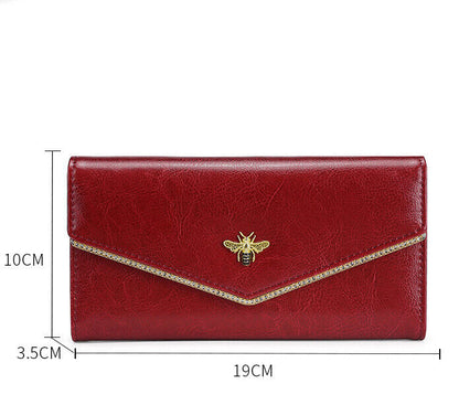 Genuine Leather Women's Long Trifold Wallet RFID Blocking Card Holder Clutch bag