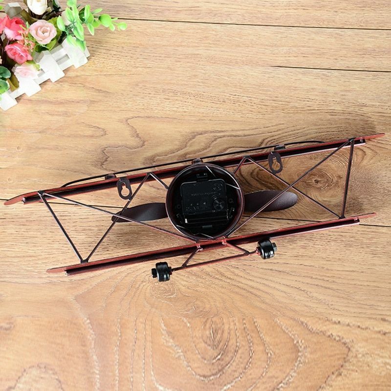 Creative Retro Iron Aircraft Clock Living Room Wall Hanging Decoration Ornaments