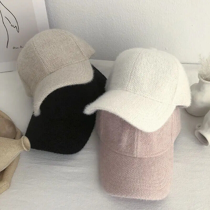Women Baseball Caps Autumn Winter Solid Color Snapback Casual Visor Hats 56-60cm