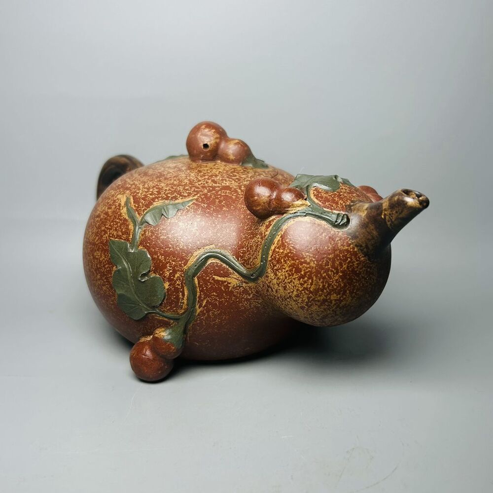 Vintage Chinese Yixing Purple Clay Teapot Zisha Ceremony Ceramic Gourd Teaware