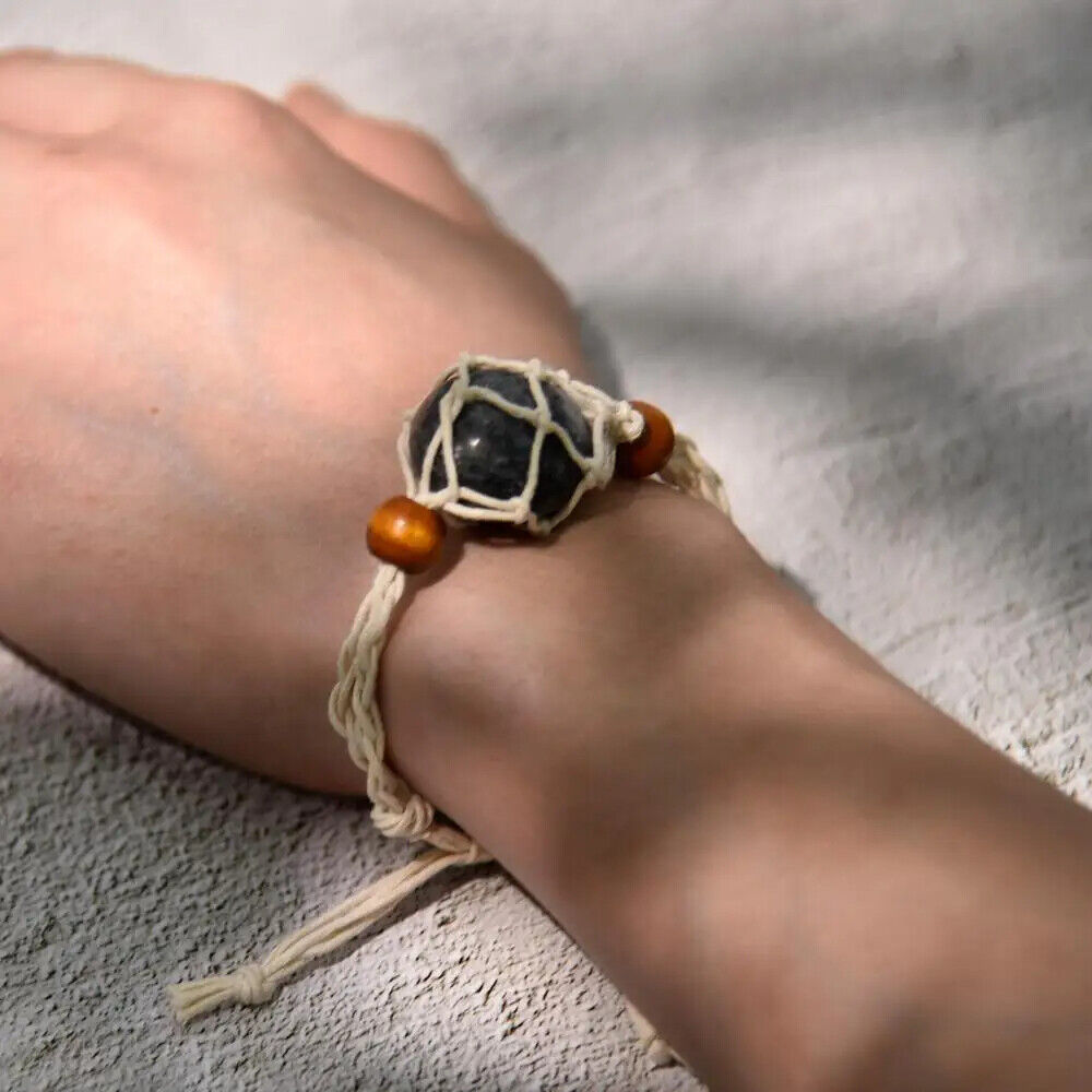 Macrame Bracelet Cord Net Bag Adjustable Empty Without Stone Crystal Gems Holder