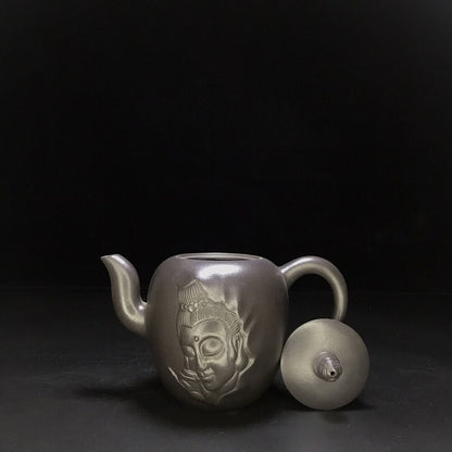 vintage chinese yixing purple clay teapot zisha ceremony carving Collectible art
