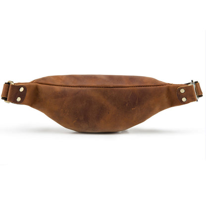 Motorcycle Outdoor Crazy Horse Leather Mens Waist Fanny Pack Crossbody Sling Bag