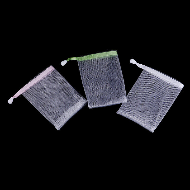 Nylon soap net small drawstring exfoliating mesh soap saver pouch bag =t=