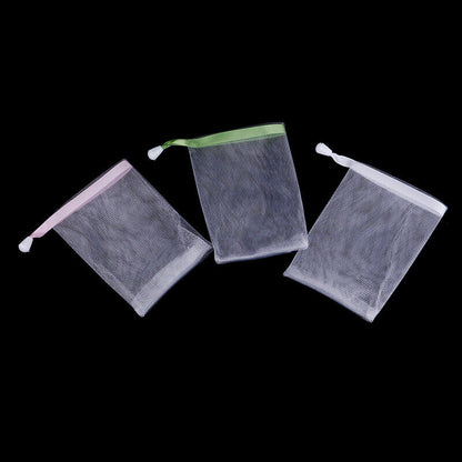 Nylon soap net small drawstring exfoliating mesh soap saver pouch bag =t=