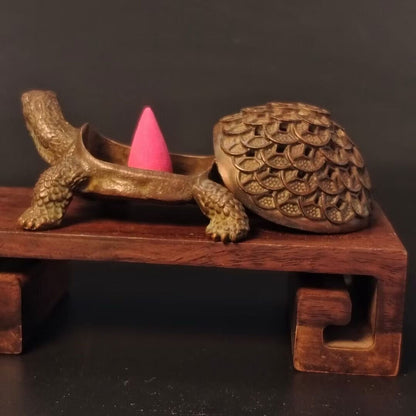 Chinese old bronze collect tortoise turtle figure statue incense burner buddha