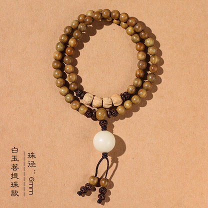 Old Material Green Sandalwood Buddha Bead Bracelet Sandalwood Bracelet