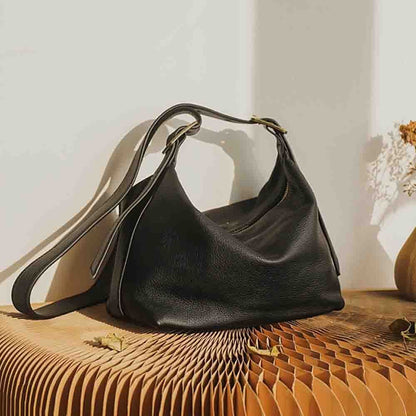Retro Style Handbag Purse Thick Genuine Leather Crossbody Shoulder Bag Zipper