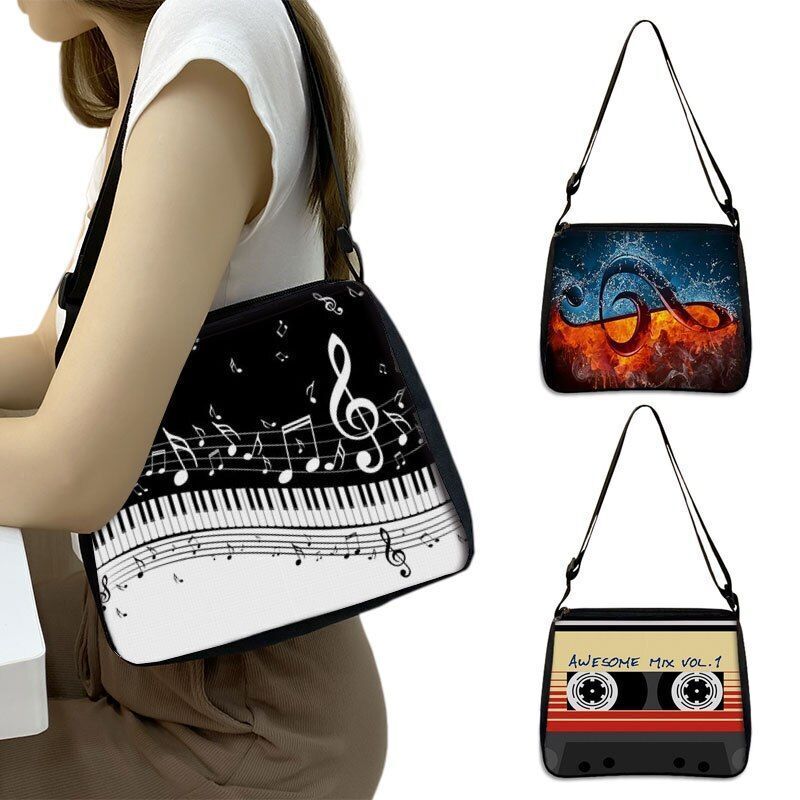 Music Print Handbags Causal Shoulder Bags Crossbody Purse Satchel Messenger Bag
