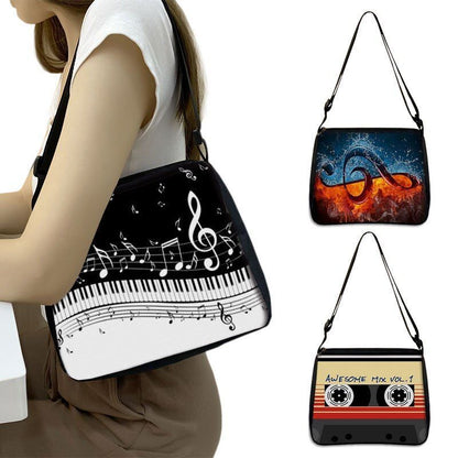 Music Print Handbags Causal Shoulder Bags Crossbody Purse Satchel Messenger Bag