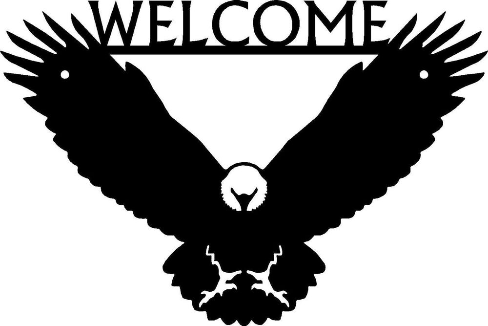 Eagle Welcome Sign - Size 12" x 8" Metal Wall Art