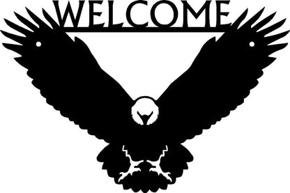 Eagle Welcome Sign - Size 12" x 8" Metal Wall Art