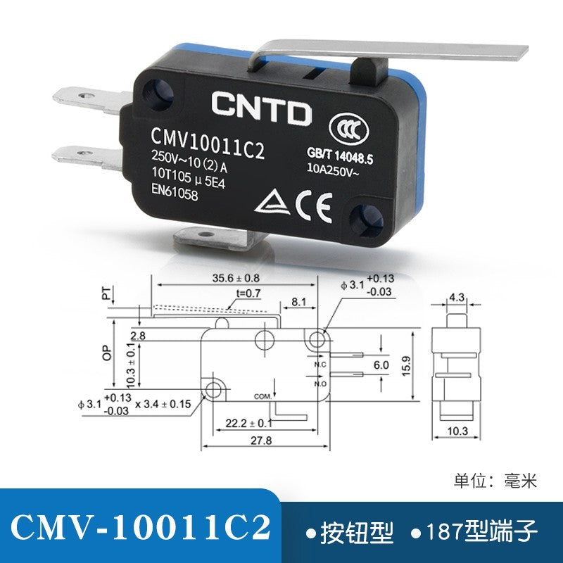 20pcs CNTD Limit Switch CMV10 Micro Button Long Handle Open Limit Sensor Roller