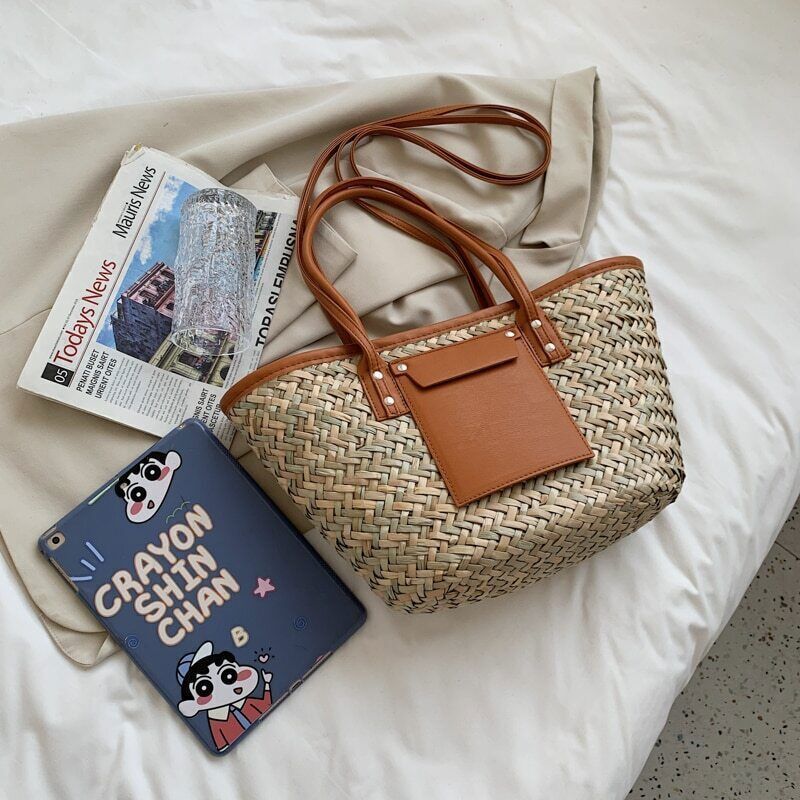 Women Woven Shoulder Crossbody Bag Woman Summer Beach Bag Big
