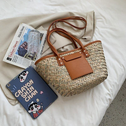 Women Woven Shoulder Crossbody Bag Woman Summer Beach Bag Big