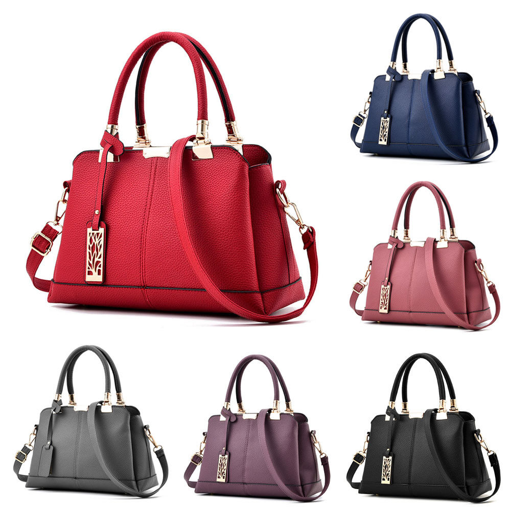 Women's Ladies PU Leather Satchel Handbag Shoulder Tote Messenger Crossbody Bag
