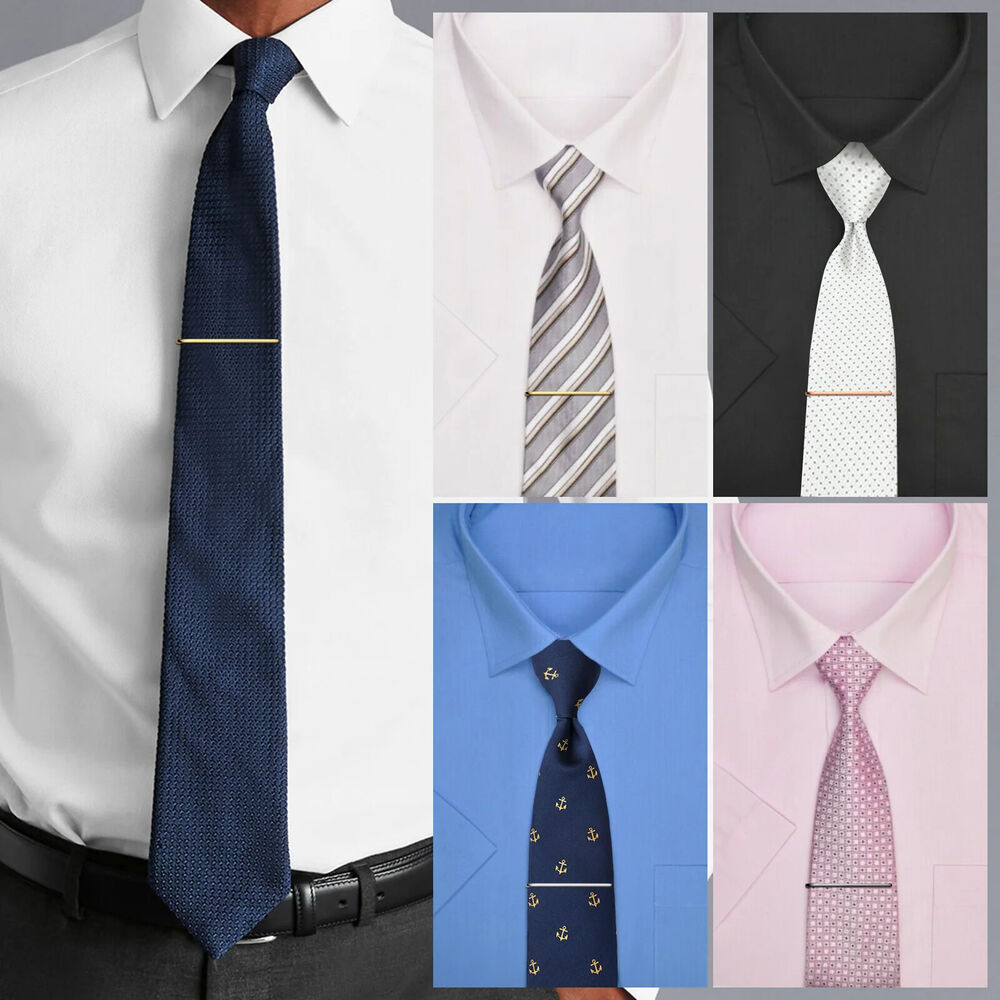Men Tie Clip 4Pcs Set Stainless Steel Skinny Bar Gift Box Packed Wedding Jewelry