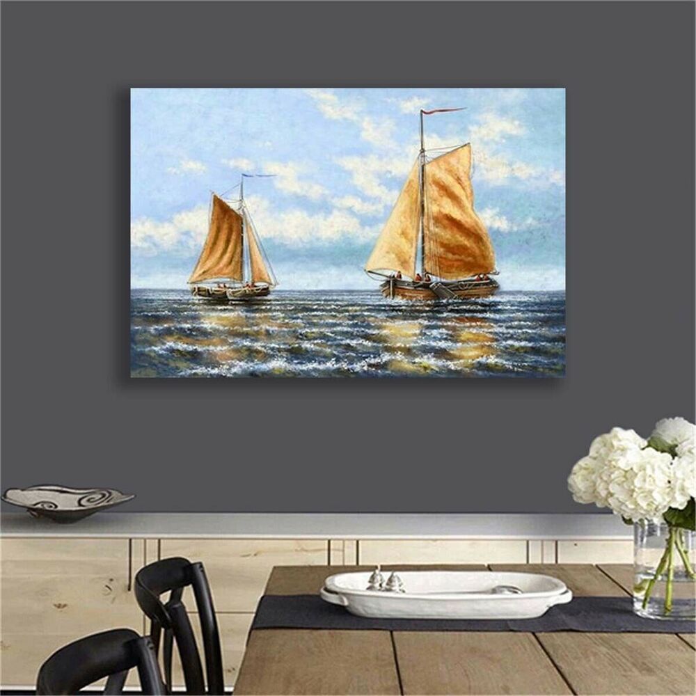 Sailboat Canvas Painting Wall Art Poster HD Print for Living Room Home Decor