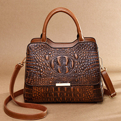 Women's Leather Crocodile Embossed Handbag Satchel Tote CrossBody Shoulder Bag