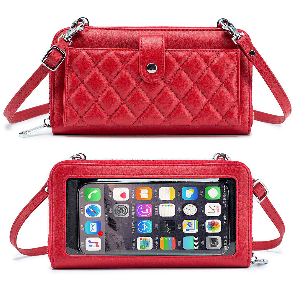 Real Leather Women's Clutch Wallet, Zipper Card Holder, Phone Case Shoulder Bags