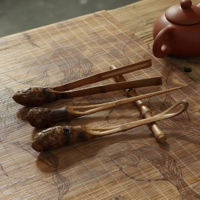 Natural Bamboo Tea Ceremony Accessories With Cloth Bag|Tea Accessories