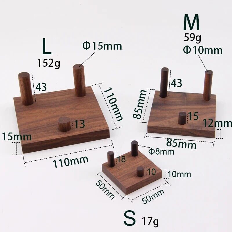 Crystal Stone Holder 2Pcs Natural Middle Black Walnut Mineral Display 85x85x12mm