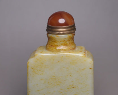 Antique China Hetian Jade Snuff Bottle Carved Nice Snuffbox Art Rare Collection