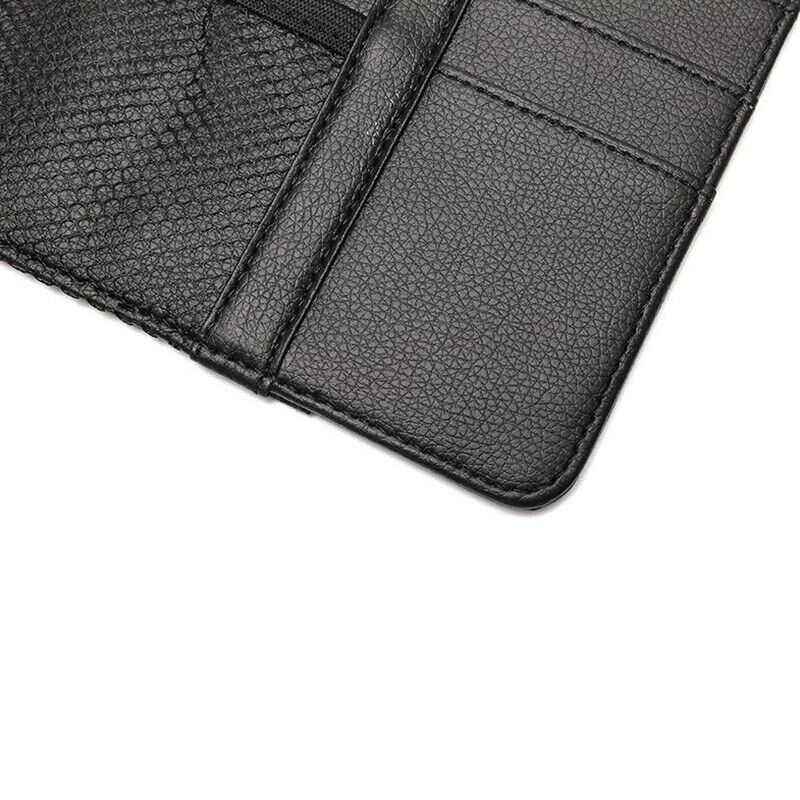 Car Sun Visor Storage Bag PU Leather Auto Glasses Ticket Folder Phone Organizer