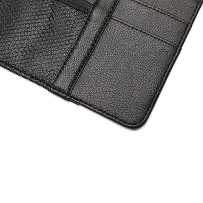 Car Sun Visor Storage Bag PU Leather Auto Glasses Ticket Folder Phone Organizer