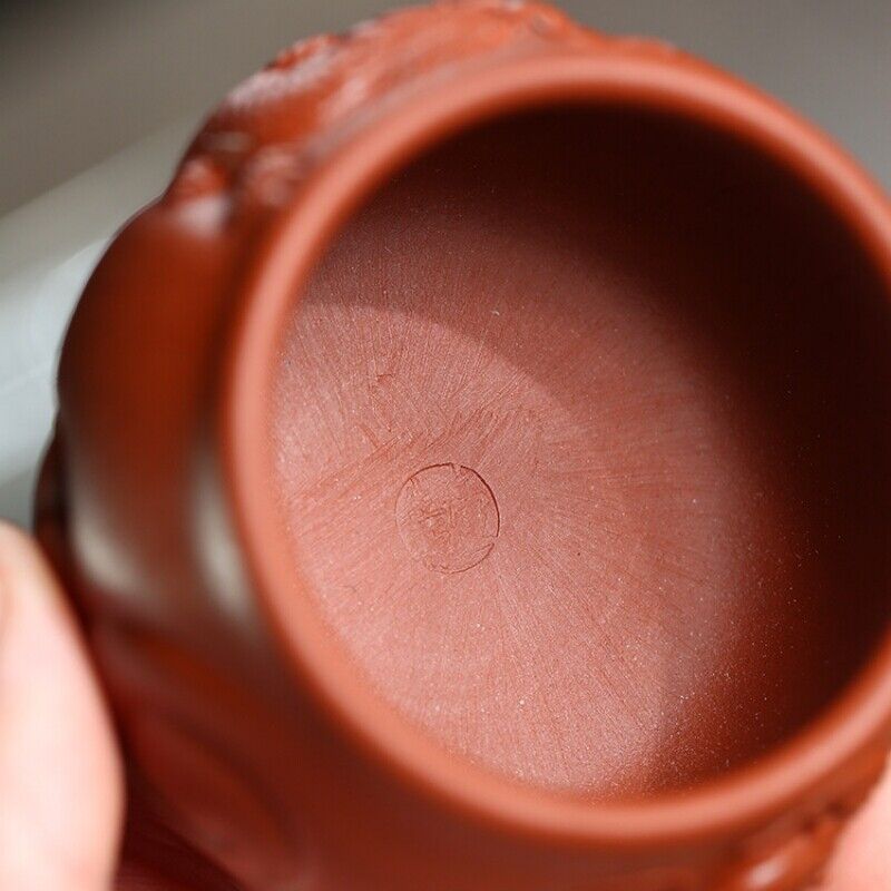 one cup true yixing zisha purple clay Chinese handmade dragon carved master cup