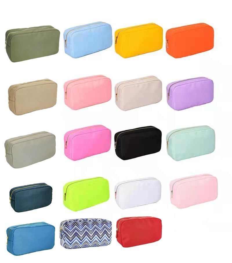 Waterproof Nylon Bag Cosmetic Bag Solid Color Makeup Bag Travel Beauty Organizer