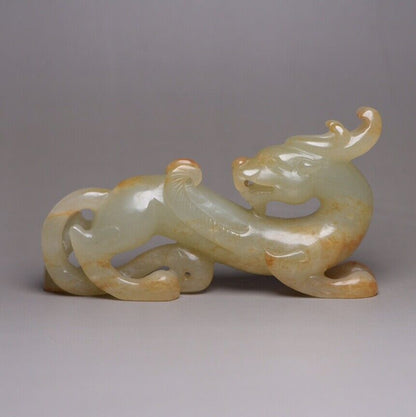 Chinese Antique Hetian Jade Carved Beast Animal Statue Sculpture Nice Art Work