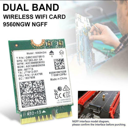 Dual Band Intel 9560NGW 802.11ac Wireless Card NGFF 1730 Mbps WiFi Bluetooth 5.0