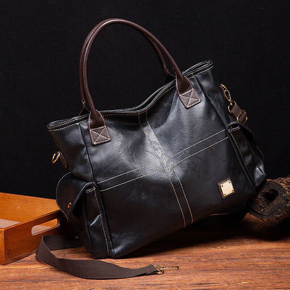 Soft Oil Wax Leather Women's Tote Bag, Large Capacity Handbag Shoulder Bags