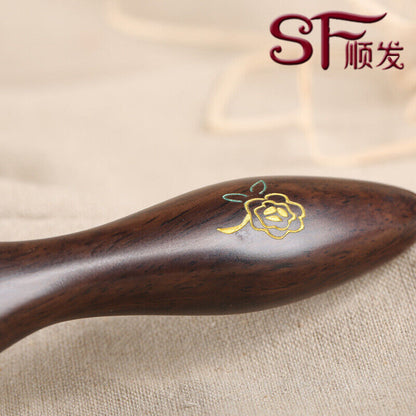 Black Ebony Wood Hairbrush Wooden Pin Massage Comb Paddle Massage Scalp Brush