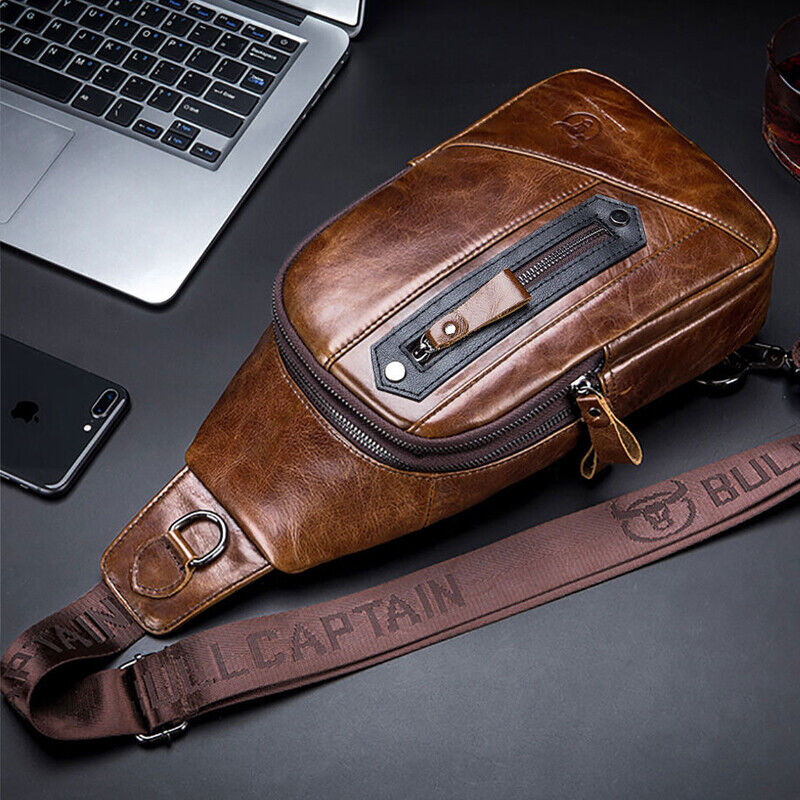 Sling Backpack ,Men's 100% Genuine Leather Outdoor CrossBody Bag Shoulder Bags