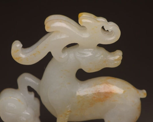 Chinese Natural Hetian Jade Carving Sculpture Exquisite Deer Statue Collectible