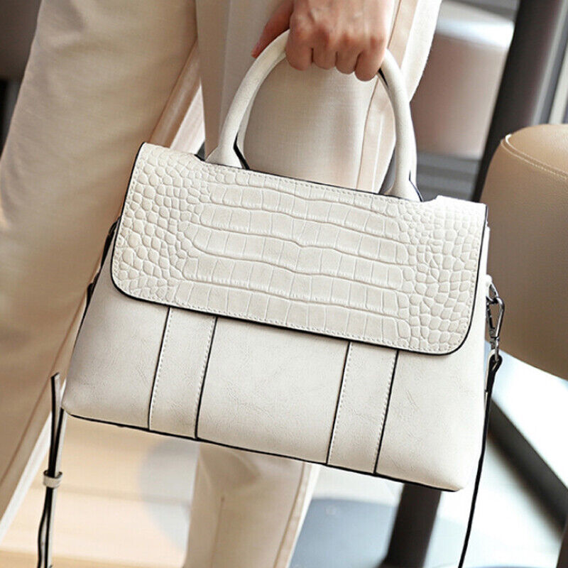 100% Genuine Leather Women's Crocodile Handbags Evening Party Bag Satchel Tote