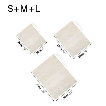 Food Filters Strainers 3Pcs Cotton Nut Milk Bags Reusable Cheese Cloth Straining