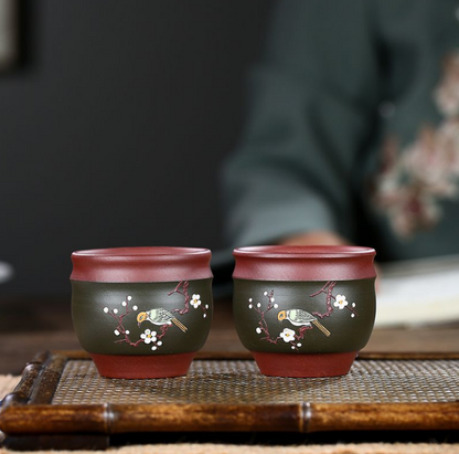 China Yixing purple clay pot tea cup pure manual Decal plum blossom cup househol