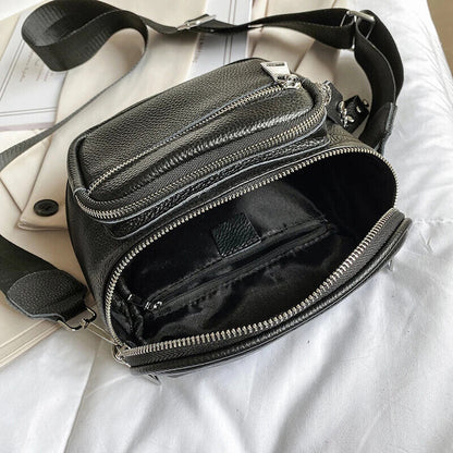 100% Cowhide Crossbody Bags Women Black Shoulder Handbags Bag Travel Saddle Bag