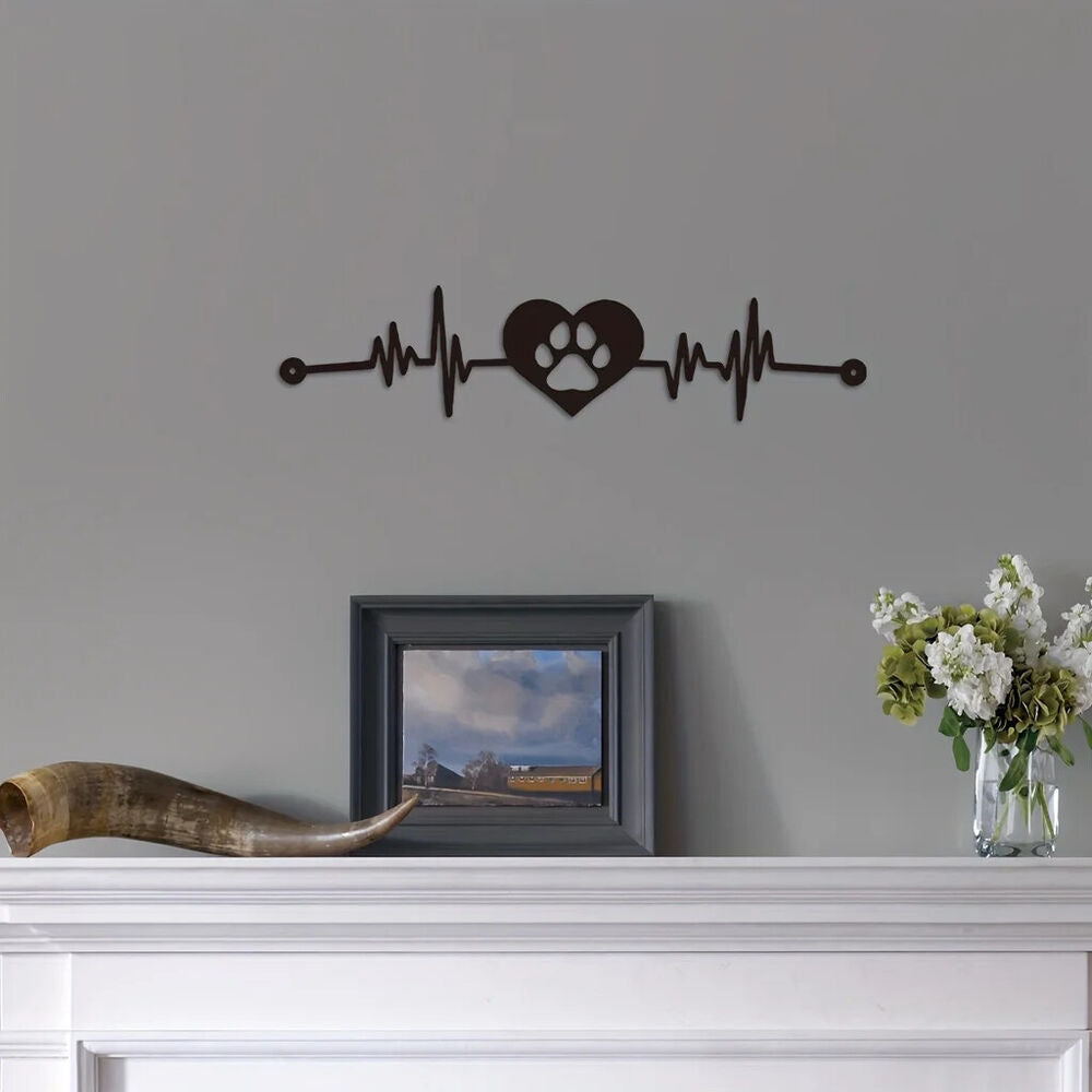 Pet Lovers Heartbeat Metal Sign - Wall Decor for Home, Garden, and Office