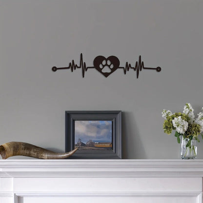 Pet Lovers Heartbeat Metal Sign - Wall Decor for Home, Garden, and Office