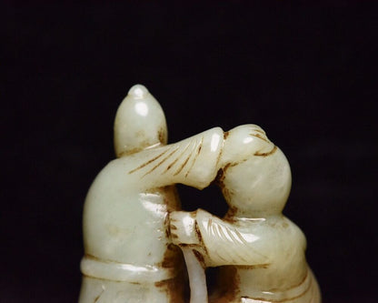 Chinese Natural Hetian Jade Carving Figure Story Statue Figurine Collections Art
