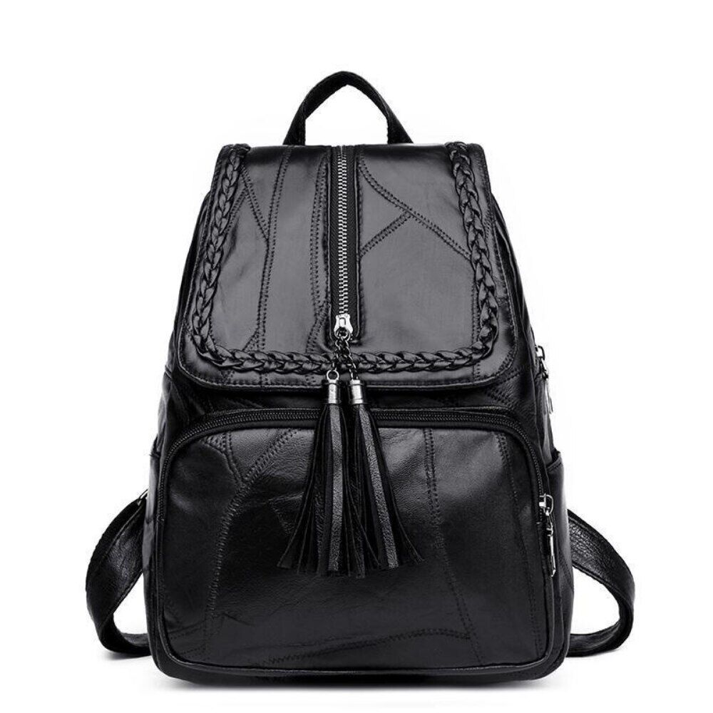 Women's Simple Backpack Travel Soft PU Leather Handbag Shoulder Bags Women Girls
