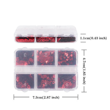 Nail Art Glitter 6 Grids Red Love Heart Sequins Flakes DIY Valentines Decoration
