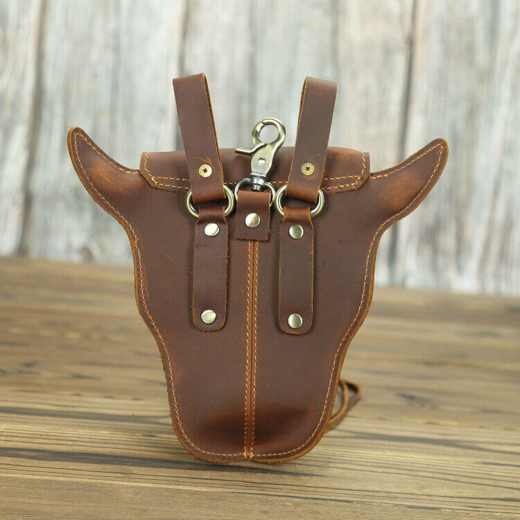 Designer Real Gain Leather Men's Vintage Bull Waist Bags Belt Bag & Fanny Pack
