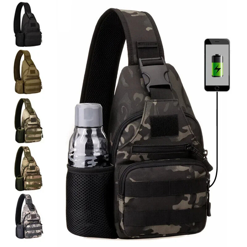 Men Canvas Shoulder Bags Travel Men's Crossbody Bag Army Style Chest Back Pack